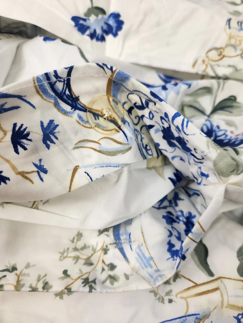 Pottery Barn Blue Vase Duvet Sz F/Q Cottagecore French Floral 100% Cotton NOS